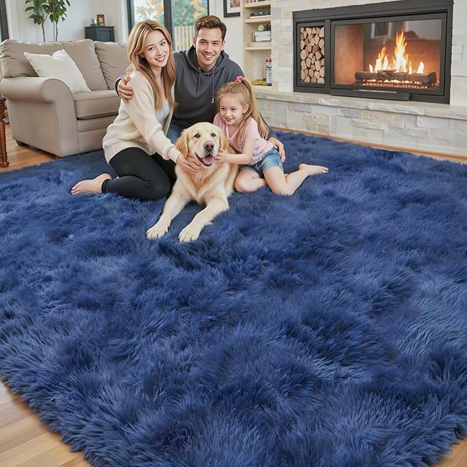 Rugs for Living Room 6x9, Alfombras para Salas Shag Large Plush Soft Area Rug, Shaggy Carpets for Bedroom, Kids Boys Girls Home Decor Aesthetic(Royal Blue, 6 x 9)