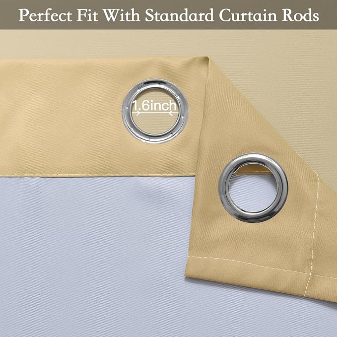 SimpleHome Ombre Room Darkening Curtains for Bedroom, Gradient Beige to Grey White Light Blocking Thermal Insulated Grommet Window Curtain/Drapes for Living Room,2 Panels, 52x84 inches Length