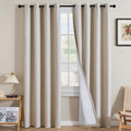 H.VERSAILTEX Linen Curtains 100% Blackout Curtains for Bedroom 108 inch Long Full Light Blocking Nature Linen Blended Window Curtains for Living Room Nickel Grommet (2 Panels, Heathered Natural)