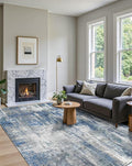 Latte&Fog 5x7 Area Rugs for Living Room Bedroom, Blue Modern Abstract Neutral Washable Rug, Boho Non Slip Low Pile Carpet for Dining Room,Dorm,Classroom,College Dorm and Farmhouse - Blue Grey