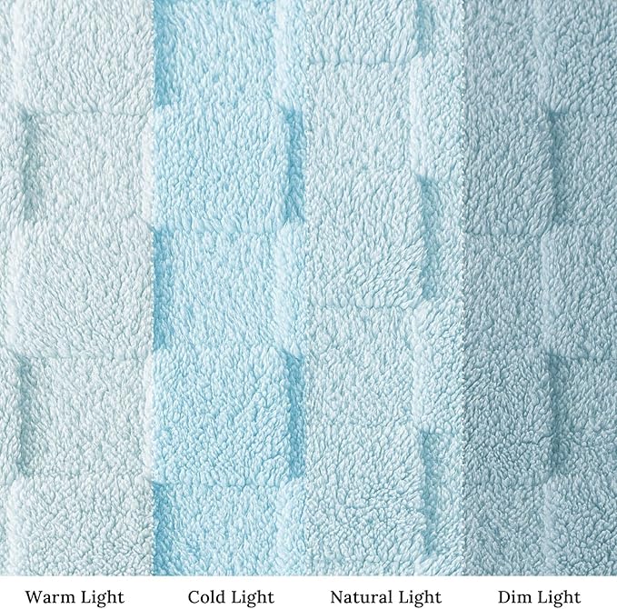 Exclusivo Mezcla Queen Size Flannel Fleece Blanket, Super Soft and Warm Lightweight Checkered Pattern Blankets for All Seasons, 90x90 Inches, Light Blue