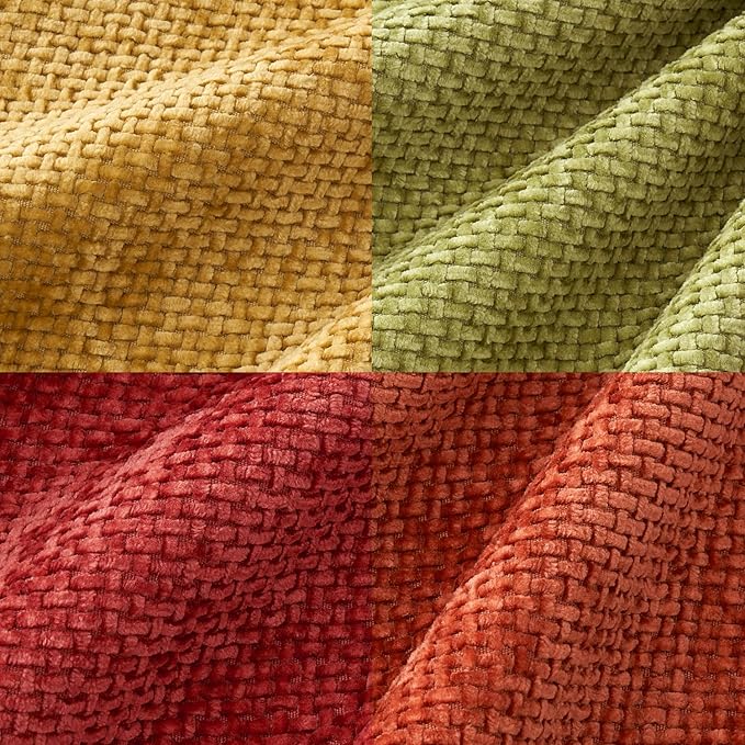 MIULEE Pack of 4 Burnt Orange Couch Throw Pillow Covers 18x18 Inch Yellow Green Soft Decorative Chenille Pillows Farmhouse Accent Cushions for Boho Home Decor Spring Sofa Bedroom Living Room