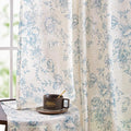 jinchan Linen Blend Curtain Floral Curtains for Living Room 108 Inch Length Blue Printed Curtain Rod Pocket Back Tab Farmhouse Peony Flower Patterned Drapes Bedroom Window Curtains Set 2 Panels