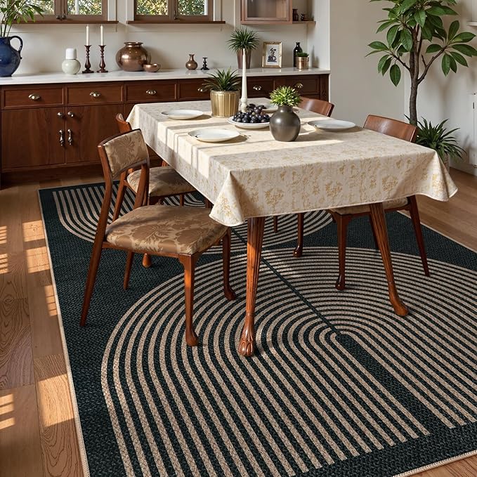 Lahome Enfys Modern Rainbow Easy Jute Rug, 6x9 Area Rugs for Living Room Outdoor Patio Washable Indoor Outdoor Dining Room Carpet, Farmhouse Large Non Slip Carpet for Bedromm Backyard Office