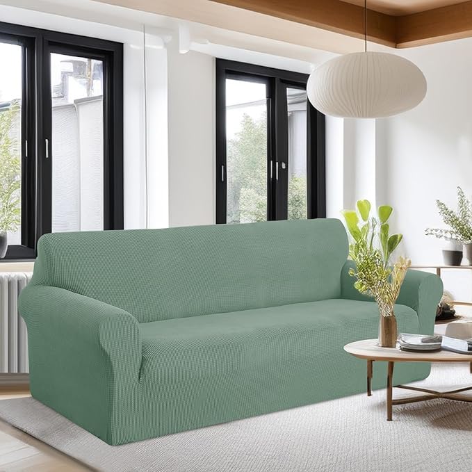 U-NICE HOME Stretch Couch Cover Sofa Cover Sofa Slipcover Furniture Protector for 4 Cushion Couch Sofa Pet Friendly(Oversized Sofa, Cyan)