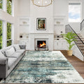4x6 Area Rugs Washable Rug: Modern Abstract Living Room Rug Soft Anti-Skid Thin Carpet Indoor Floor Non-Shedding Carpets for Bedroom Dining Room Farmhouse Nursery Home Office - Green Multi