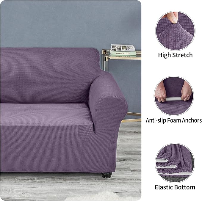 Joccun Stretch Chair Couch Cover,1-Piece Sofa Slipcover Spandex Jacquard Fabric Sofa Covers with Elastic Bottom,Washable Furniture Protector for Dogs,Cats,Kids(Armchair,Grapeade)