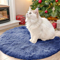 OLANLY Denim Blue Round Rugs for Bedroom - Machine Washable, 2 ft Circle Area Rugs for Living Room, Soft and Fluffy Shaggy Carpet for Teen Girl and Boys, Nursery Rooms, Dorms, Home Decor Aesthetic