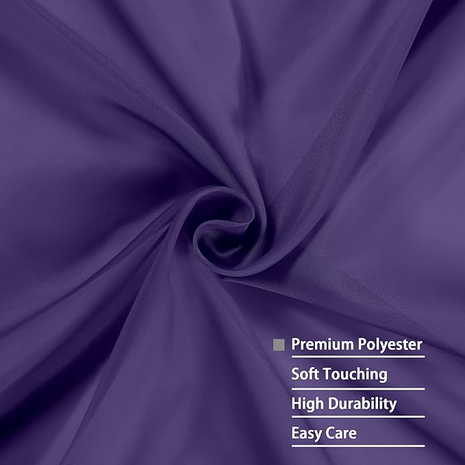OWENIE Purple Sheer Curtains 63 inch Length 2 Panels Set, Rod Pocket Voile Fimly Sheer Drapes for Living Room/Bedroom, 2pcs, Each 42" W x 63" L