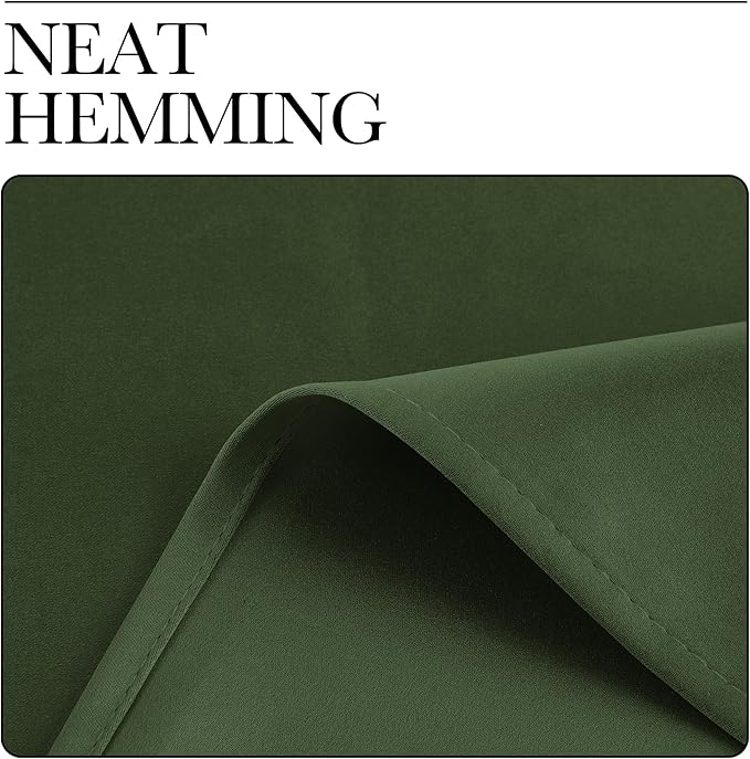NICETOWN Dark Green Blackout Cafe Satin Curtains for Small Windows, 42" Wide by 63" Long, 2 Panels, Rod Pocket Noise Reducing Faux Silk Blackout Drapes for Dining Room