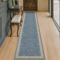 Hazo Haus Non Slip 10ft Long Hallway Runner Rug Blue - 2 x 10 Runner Rug, Washable & Waterproof 2x10 Kitchen Floor Mat - Modern Eclectic Boho Design Décor
