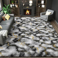 LOCHAS Ultra Soft Indoor Modern Area Rugs Fluffy Living Room Carpets for Children Bedroom Home Decor Nursery Rug 5x8 Feet, Grey-Gold