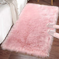 LOCHAS Soft Fluffy Faux Fur Rugs for Bedroom Bedside Rug 2x3 Feet, Washable, Furry Sheepskin Area Rug for Living Room Girls Room, Luxury Shag Carpet Home Decor, Pink