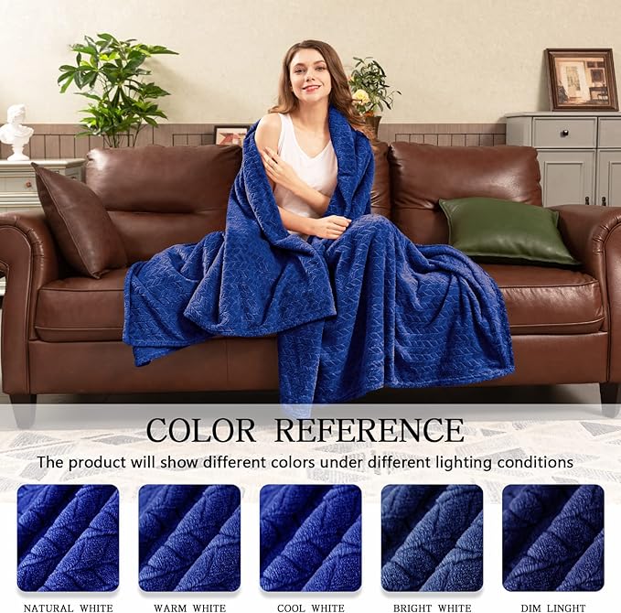 inhand Royal Blue Throw Blanket, Super Soft Fuzzy Blanket for Couch Sofa Bed Office, Cozy Plush Fleece Blanket Throw Size, Washable Lightweight Flannel Blankets Throw for All Season, 50x60 Inches
