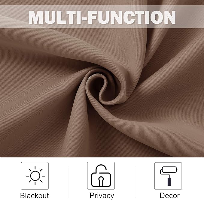 NICETOWN Short Curtains Blackout Curtains - Thermal Insulated Kitchen Light Reducing Drapes for Half/Nursery Window (1 Pair, 42W by 36L + 1.2 inches Header, Cappuccino)