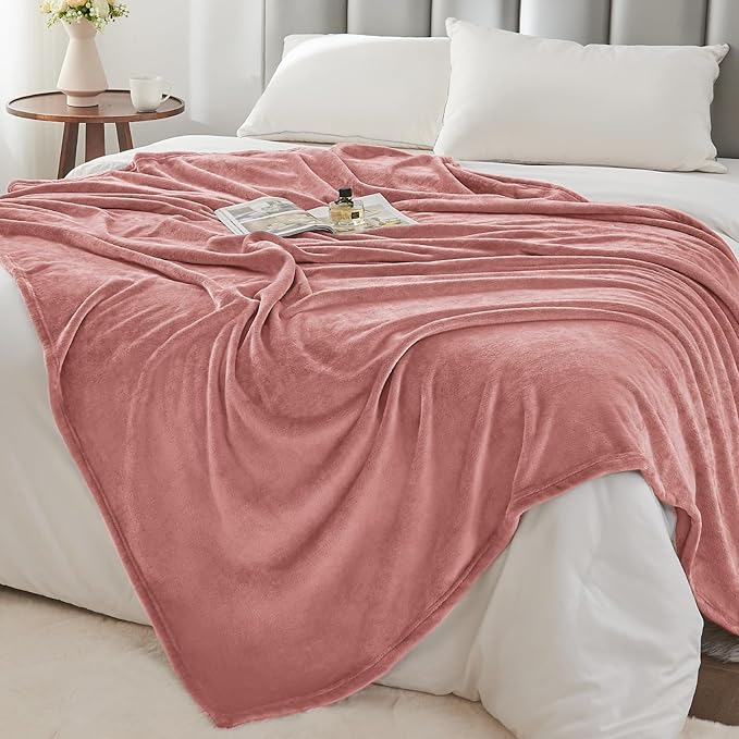 BEDELITE Fleece Blanket Dusty Pink Throw Blankets for Couch & Bed, Luxury Plush Cozy Fuzzy Blanket 50x60 inches, Super Soft Warm Lightweight Throw Blanket for Travel Camping
