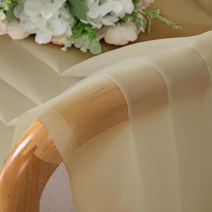 OWENIE Gold Sheer Curtains 72 Inches Long 2 Panels Set, Transparent Light Filtering Sheer Curtain Rod Pocket Clear Drapes for Living Room Bedroom Window Sliding Glass Door, Each 42 x 72 Inch, Gold