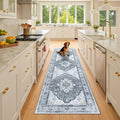 RELEANY Area Rugs 2'x8' Runner Rug Non Slip Washable for Kitchen Hallway Bedroom Beside Laundry Room Bathroom Rug, Floor Carpet, Light Gray Grey White