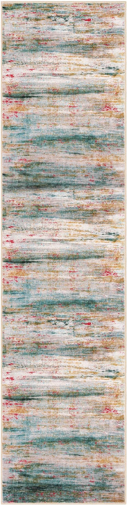 KOZYFLY Modern Abstract Hallway Runner Rug, 2x8 Washable Rug Runner Non-Slip Soft Kitchen Runner Rugs, Print Green Carpet Runner for Entryway Bathroom Laundry Room Foyer
