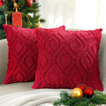 decorUhome Throw Pillow Covers 24x24 Inch Set of 2, Soft Plush Faux Wool Red Solid Couch Pillow Covers, Accent Euro Sham Farmhouse Neutral Square Pillow Cases for Sofa Bed Living Room