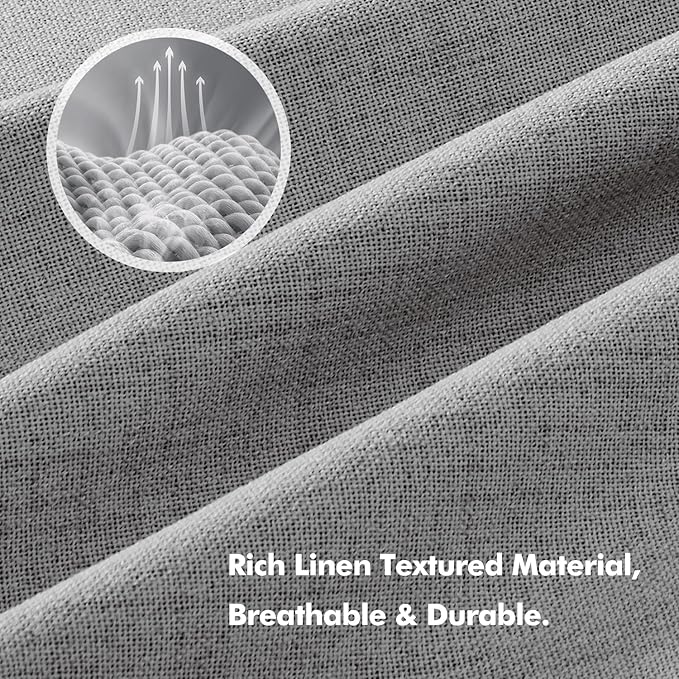 MIULEE 100% Blackout Linen Curtains for Bedroom, Glacier Gray Solid Luxury Decor Thermal Insulation Room Darkening Drapes for Living Room Nursery Back Tab Rod Pocket 42 x 90 Inches, 2 Panels