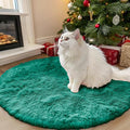 OLANLY Teal Green Round Rugs for Bedroom - Machine Washable, 3 ft Circle Area Rugs for Living Room, Soft and Fluffy Shaggy Carpet for Teen Girl and Boys, Nursery Rooms, Dorms, Home Decor Aesthetic