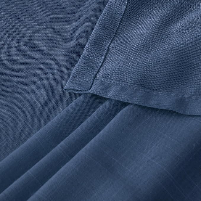 Curtain Panels in Navy Linen Blend, Light Filtering, Set of 2