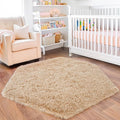 4x4.6 Feet Beige Hexagon Rugs for Princess Tent, Ultra Soft Fluffy Hexagon Area Rug for Bedroom, Cute Shag Rugs for Girls Room, Fuzzy Plush Carpet for Kids Room Tent Castle Home Decor