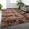 Deerhoo Large Shag Area Rugs 8 x 10, Tie-Dyed Plush Fuzzy Rugs for Living Room, Ultra Soft Fluffy Furry Rug for Bedroom, Indoor Carpet Nursery Rugs for Kids Room Home Decor, Coffee