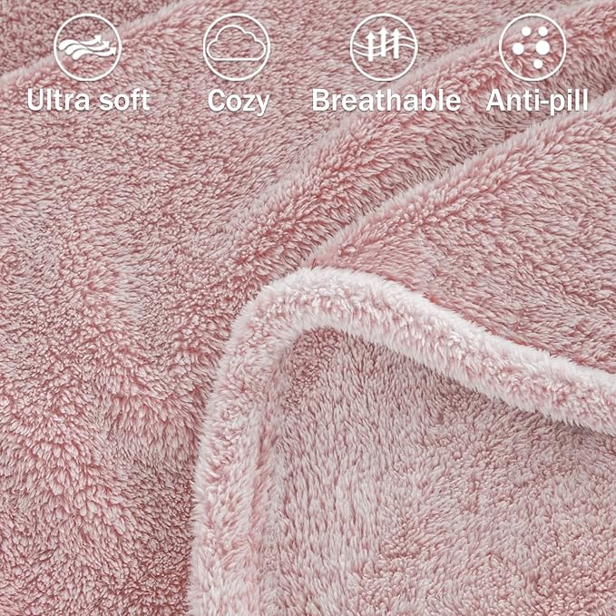 Exclusivo Mezcla Plush Fuzzy Fleece Bed Blanket King Size, Super Soft, Fluffy and Warm Blankets for Couch, Bed, All Season (Mixed Pink, 90x104 inches)
