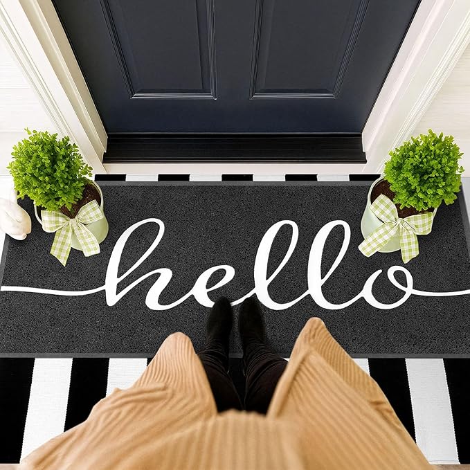 EARTHALL Funny Hello Mats Outside/Inside 59"x24", Front Door Mat Outdoor Entrance, Indoor Outdoor Mats for Home Entrance, Funny Doormat Outside/Inside Entry, Front Porch Decor for Farmhouse