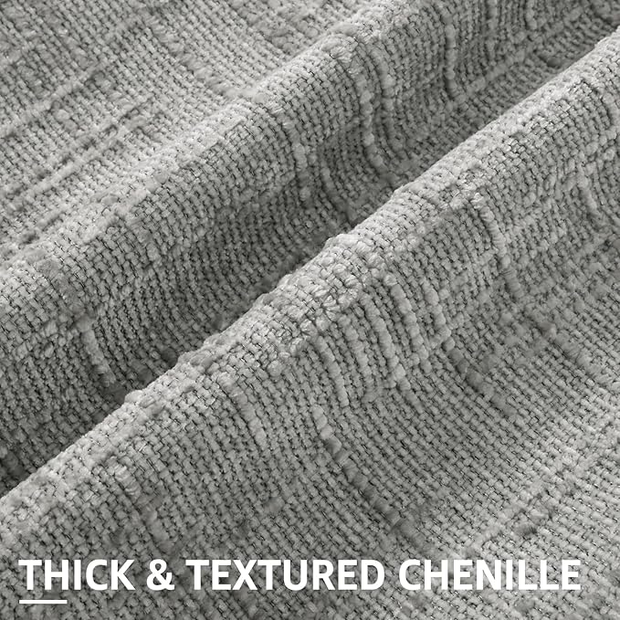 decorUhome Neutral Grey Chenille Throw Pillow Covers 20x20 Set of 2 Textured Soft Cozy Slubby Couch Pillow Covers Modern Farmhouse Boho Decorative Pillow Cases for Bed Sofa Living Room