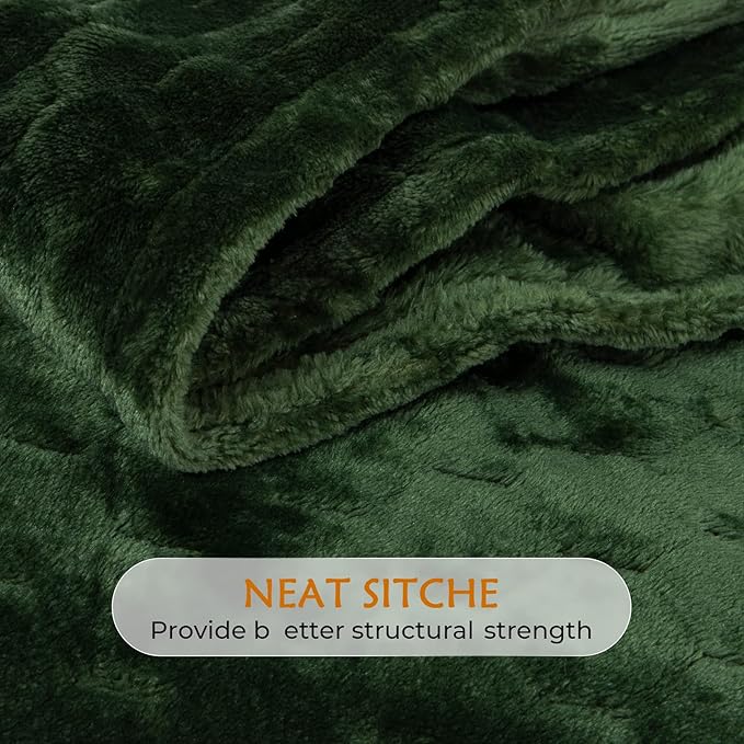 TOONOW Fleece Blanket Super Soft Cozy Throw Blanket 50" x 60", Lightweight Fuzzy Comfy Textured Flannel Blanket Warm Plush Throw Blankets for Couch, Sofa, Bed, Olive Green