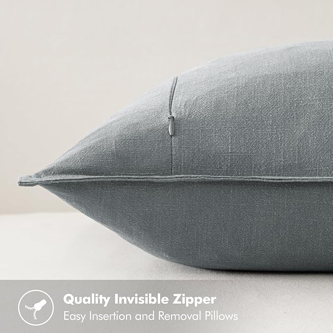MIULEE Decorative Linen Lumbar Pillow Covers 12x20 Inch Gray Boho Farmhouse Neutral Couch Throw Pillows for Bed Pack of 2 Accent Modern Pillowcase Sofa Livingroom Home Decor