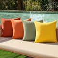 MIULEE Pack of 4 Decorative Outdoor Throw Pillow Covers Linen Waterproof Pillow Covers Farmhouse Cushion Cases for Halloween Patio Garden Tent Balcony Couch Sofa 18x18 inch Rust Green