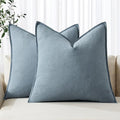 MIULEE Decorative Linen Euro Sham Pillow Covers 22x22 Inch Blue Grey Boho Farmhouse Neutral Couch Throw Pillows for Bed Pack of 2 Accent Coastal Modern Pillowcase Summer Sofa Livingroom Home Decor