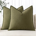 MIULEE Decorative Linen Euro Sham Pillow Covers 24x24 Inch Green Boho Farmhouse Neutral Couch Throw Pillows for Bed Pack of 2 Accent Outdoor Pillowcase Modern Sofa Cushion Livingroom Home Decor