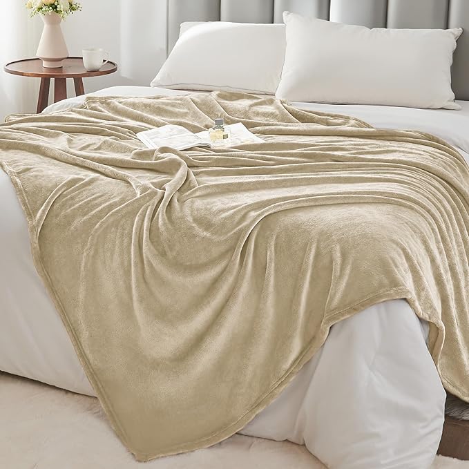 BEDELITE Fleece Blanket Linen Throw Blankets for Couch & Bed, Luxury Plush Cozy Fuzzy Blanket 50" x 60", Super Soft Warm Lightweight Throw Blanket for Travel Camping