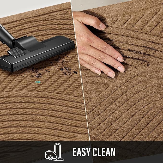 HIYARD Sturdy Front Door Mat, Absorbent Muddy Dirt Resist Welcome Door Mats Outdoor Indoor, Stain and Fade Resistant, Non-Slip Backing Entry Mat Low Profile Doormat for Entryway, 36×24, Brown