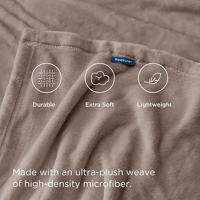 Bedsure GentleSoft Fleece Bed Blankets Queen Size Mocha Brown - Soft Lightweight Plush Fuzzy Cozy Luxury Blanket Microfiber, 90x90 inches