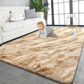 TWINNIS Super Soft Shaggy Rugs Fluffy Carpets, 6x9 Feet, Indoor Modern Plush Area Rugs for Living, Bed Room Kids Room Nursery Home Decor, Upgrade Anti-Skid Rectangular Fuzzy Rug, Beige Brown