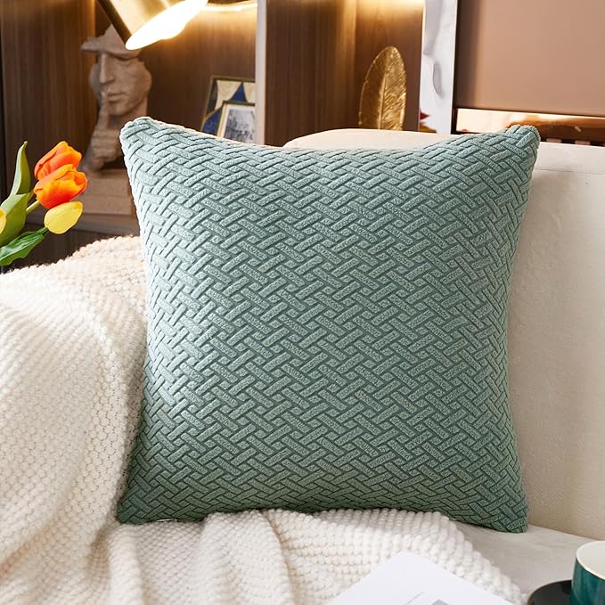 Sofa Covers Couch Covers for Sofa Pet Friendly Couch Cushion Covers Universal Sofa Covers Washable Stretch Slipcovers for Sectional Sofa (Texture Green, Pillow Cover 15 * 15inch)