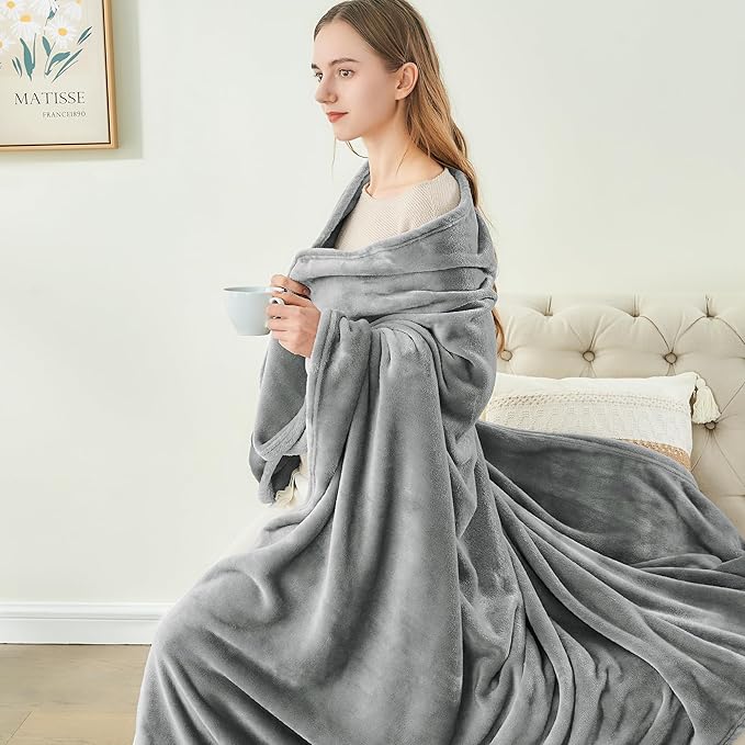 BEDELITE Fleece Blankets King Size for Bed, Luxury Plush Cozy Fuzzy Blanket 108x90 inches, Super Soft Warm Lightweight Throw Blanket All Seasons Suitable, Grey
