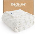 Bedsure GentleSoft White Throw Blanket for Couch - Checkered Fleece Blankets Gifts for Kids Girls, Cute Soft Cozy Throw for Bedroom Home Decor Gifts, 50x60 Inches