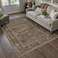 4x5 Washable Area Rug for Living Room Bedroom Vintage Brown Soft Low Pile Carpet Traditional Retro Non Slip Throw Rug for Dining Room Entryway Indoor Dorm Kitchen