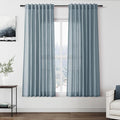 Light Blue Linen Curtains 63 Inches Long 2 Panel Sets for Living Room Bedroom Rod Pocket Back Tab Light Filtering Drape for Kitchen Window Short Protect Privacy Curtain Modern Farmhouse Decor 52x63