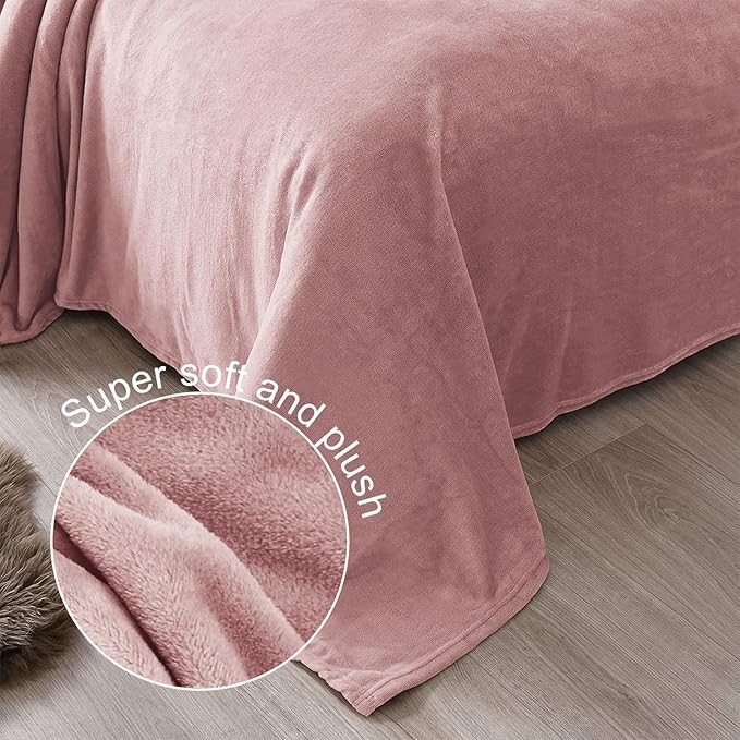 Exclusivo Mezcla Fleece Dusty Pink Throw Blanket for Couch, Sofa, Super Soft and Warm Blankets, All Season, Cozy, Plush, Lightweight, 50x60 Inches