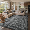 8x10 Ft Extra Large Shag Rugs for Living Room, Tie Dyed Ultra Soft Fluffy Furry Area Rugs for Bedroom Indoor Floor, Aesthetic Carpet for Kids Home Decor (Grey)