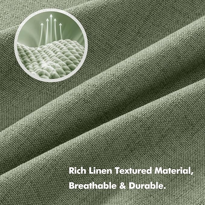 MIULEE 100% Blackout Linen Curtains for Bedroom, Sage Green Solid Luxury Decor Thermal Insulation Room Darkening Drapes for Living Room Nursery Back Tab Rod Pocket 42 x 108 Inches, 2 Panels