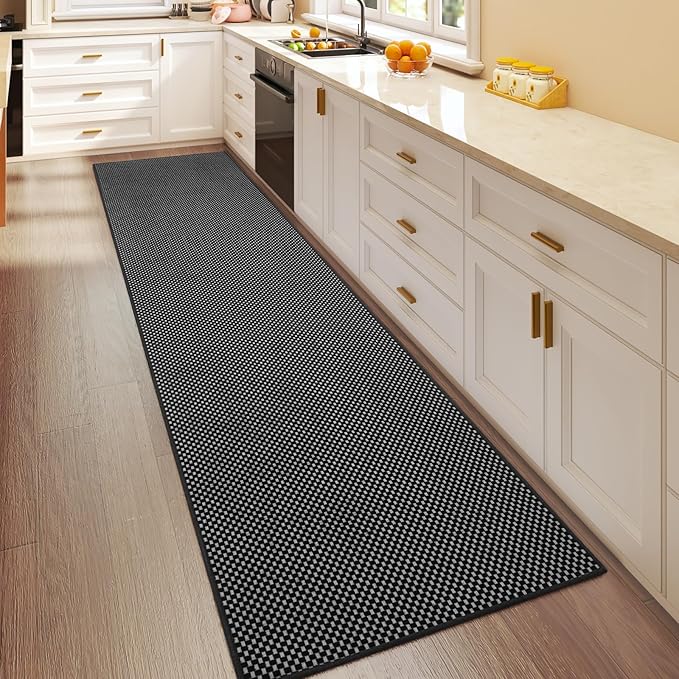 YDKGL 2x8 ft Runners for Hallways Extra Long Woven Washable Kitchen Runner Mat Rugs Non Slip, Soft Entryway Laundry Hall Floor Runner Carpet for Bedroom Hallway Living Room, Black